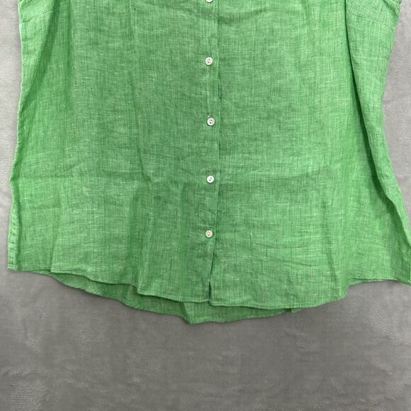 Lilly Pulitzer Briette Button Down Top Seacoast Linen Gecko Green Women’s XL - Picture 5 of 13